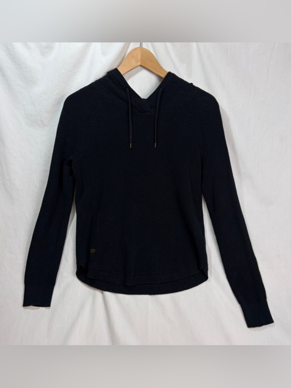 Ralph Lauren Women’s Black waffle knit sweater with hood